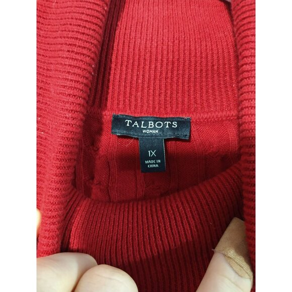 Talbots Sweater Womens 1X Cotton Pullover Turtleneck Cable Neck Lot of 2 - Picture 5 of 7